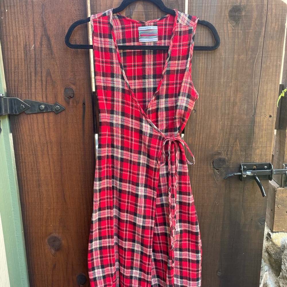 Red flannel wrap dress